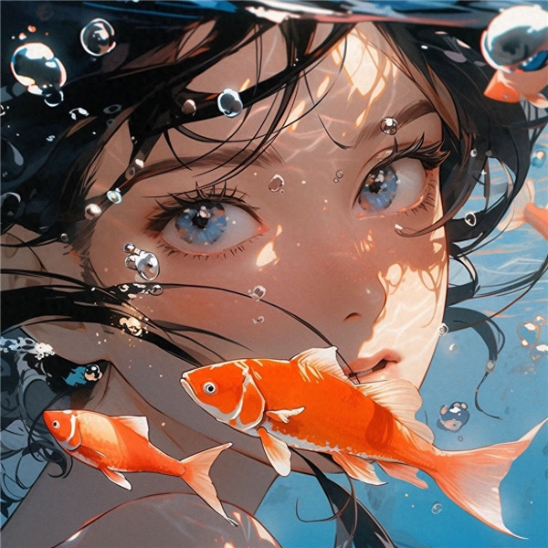 唯美治愈系心动的水下女生动漫头像图片
