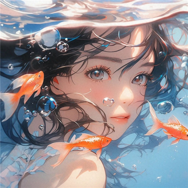 唯美治愈系心动的水下女生动漫头像图片