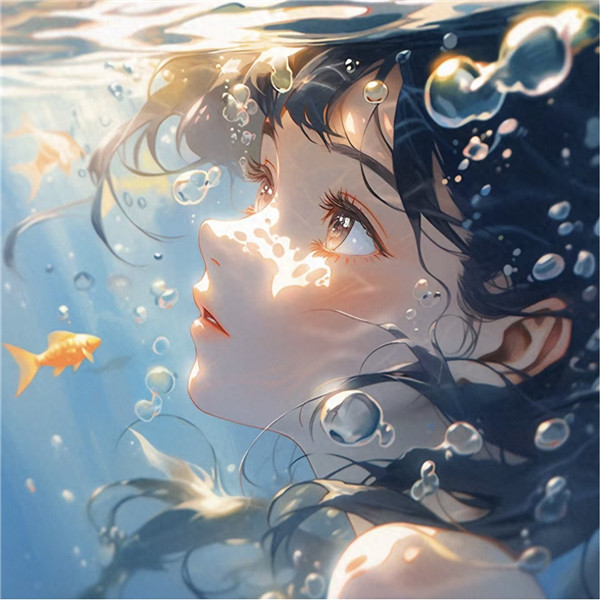 唯美治愈系心动的水下女生动漫头像图片