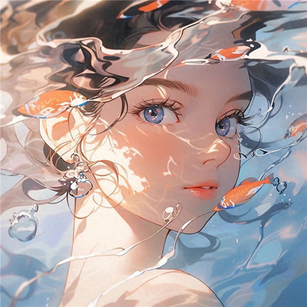 唯美治愈系心动的水下女生动漫头像图片