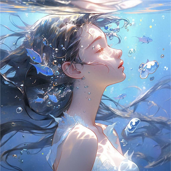 唯美治愈系心动的水下女生动漫头像图片