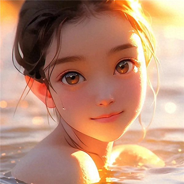 唯美暖色系微笑阳光女孩头像图片