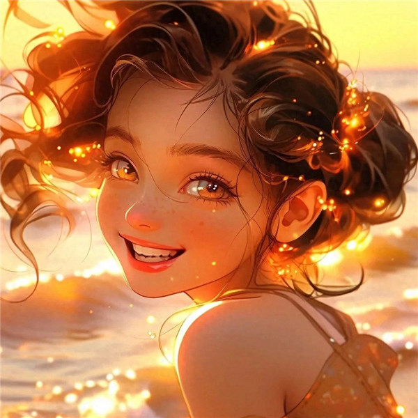 唯美暖色系微笑阳光女孩头像图片