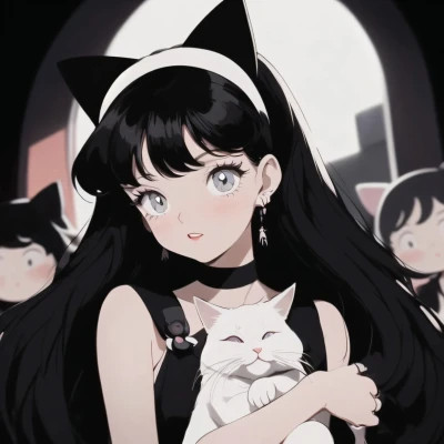 抱着猫的女孩动漫头像最新