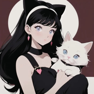 抱着猫的女孩动漫头像最新