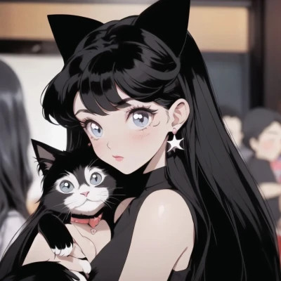 抱着猫的女孩动漫头像最新