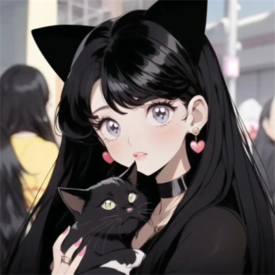 抱着猫的女孩动漫头像最新