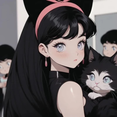 抱着猫的女孩动漫头像最新