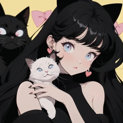 抱着猫的女孩动漫头像最新
