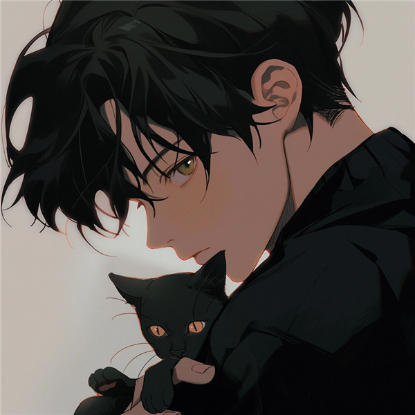 黑猫与少年旧漫头像图片