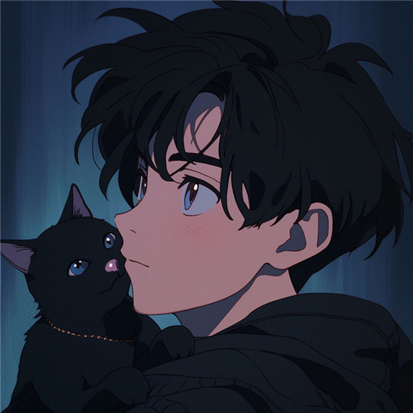 黑猫与少年旧漫头像图片