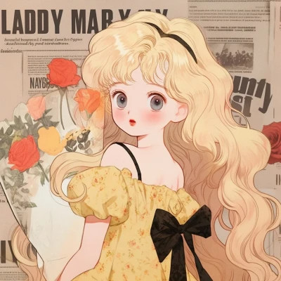 捧花旧漫女生头像图片