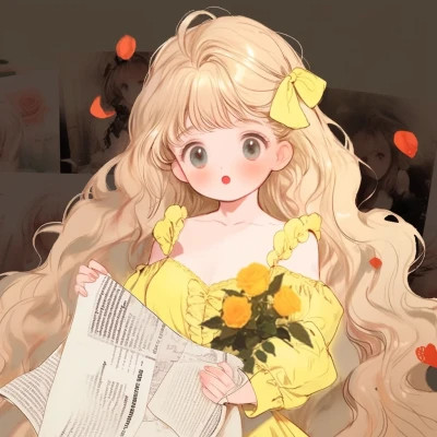 捧花旧漫女生头像图片