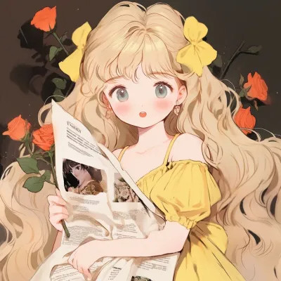捧花旧漫女生头像图片