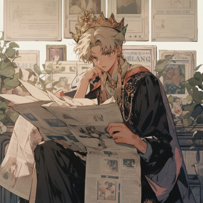 戴皇冠的旧漫男生头像图片