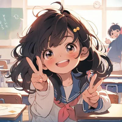 比剪刀手动漫情侣头像图片