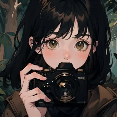 一男一女拿相机动漫头像图片