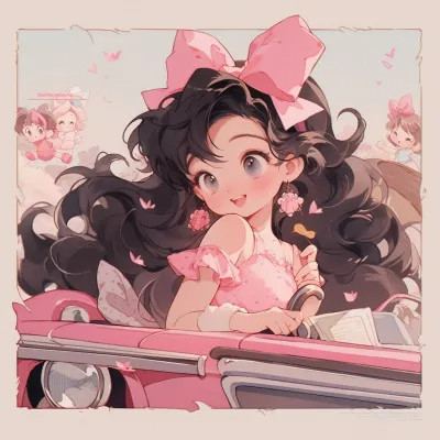 高清唯美车中女生动漫头像图片