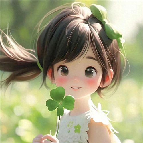 可爱清新治愈四叶草小女孩头像