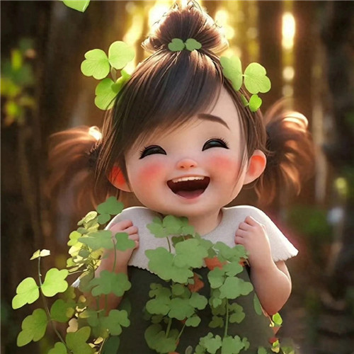 可爱清新治愈四叶草小女孩头像