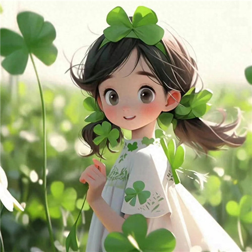 可爱清新治愈四叶草小女孩头像