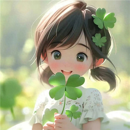 可爱清新治愈四叶草小女孩头像
