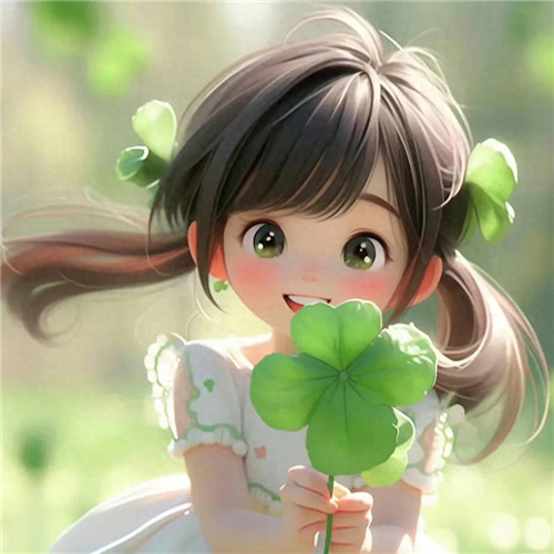 可爱清新治愈四叶草小女孩头像