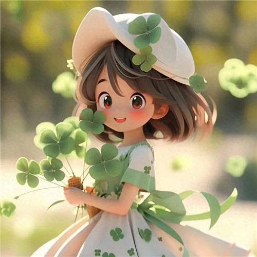 可爱清新治愈四叶草小女孩头像