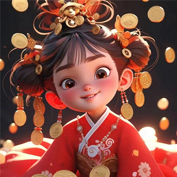 动漫女生可爱好运招财头像图片