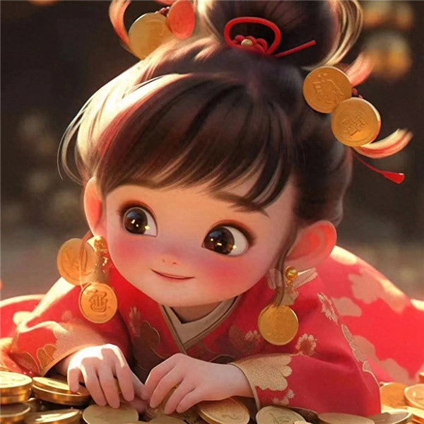 动漫女生可爱好运招财头像图片