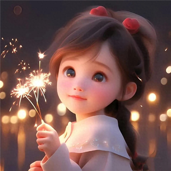 唯美可爱烟花小女孩头像图片