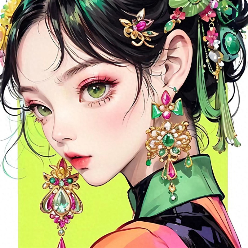 绚丽多彩手绘女生多巴胺头像图片