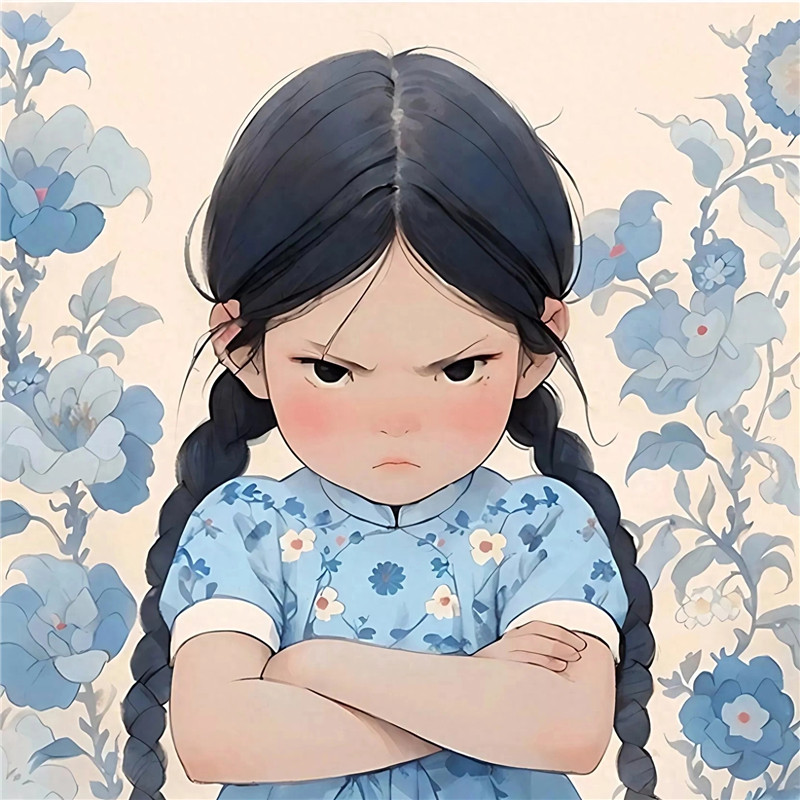 小女孩双手抱胸生气奶凶奶凶头像图片