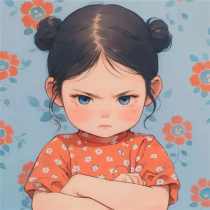 小女孩双手抱胸生气奶凶奶凶头像图片