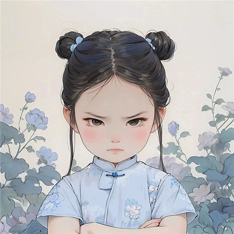 小女孩双手抱胸生气奶凶奶凶头像图片