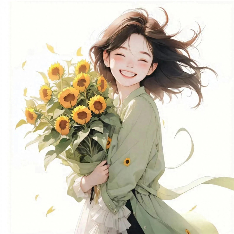 阳光自信向日葵女孩治愈系动漫头像图片