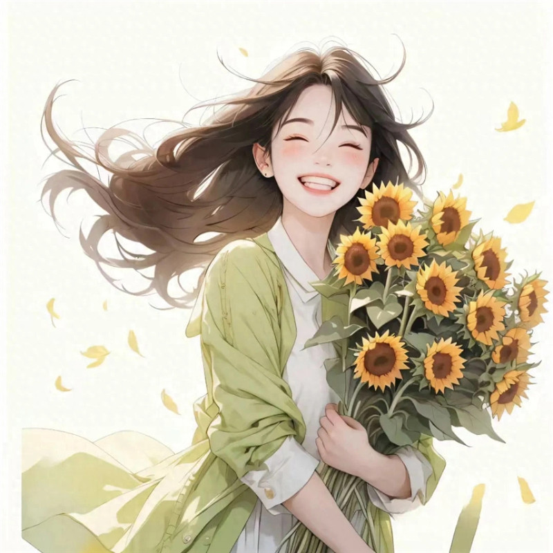 阳光自信向日葵女孩治愈系动漫头像图片