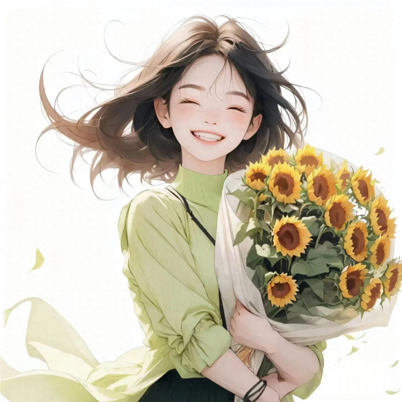 阳光自信向日葵女孩治愈系动漫头像图片