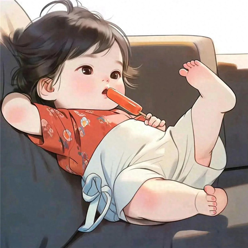可爱躺平娃娃头像图片