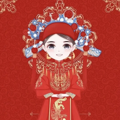 新郎新娘一左一右结婚情侣头像图片