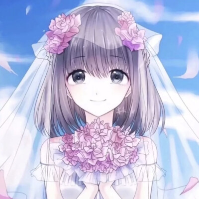 新郎新娘一左一右结婚情侣头像图片