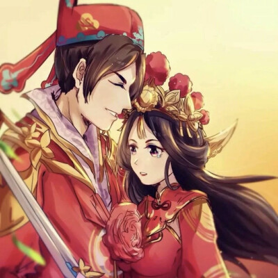 新郎新娘一左一右结婚情侣头像图片