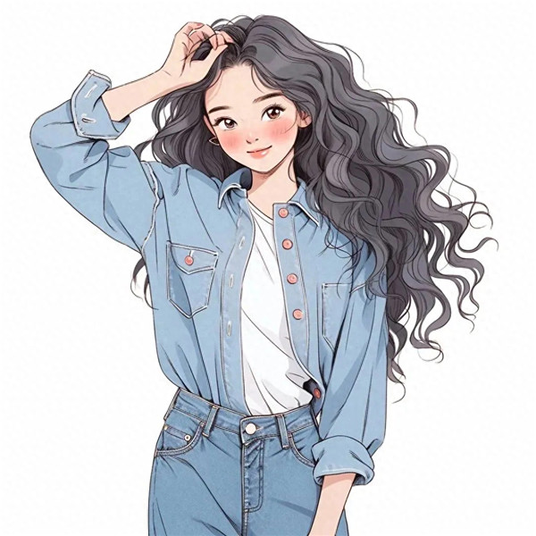 简单又时尚手绘一男一女专属情侣头像图片