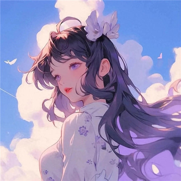 紫色动漫女生头像图片