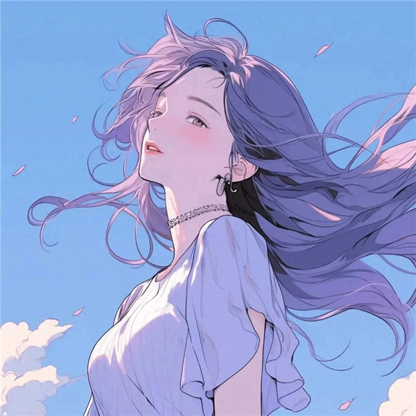 紫色动漫女生头像图片