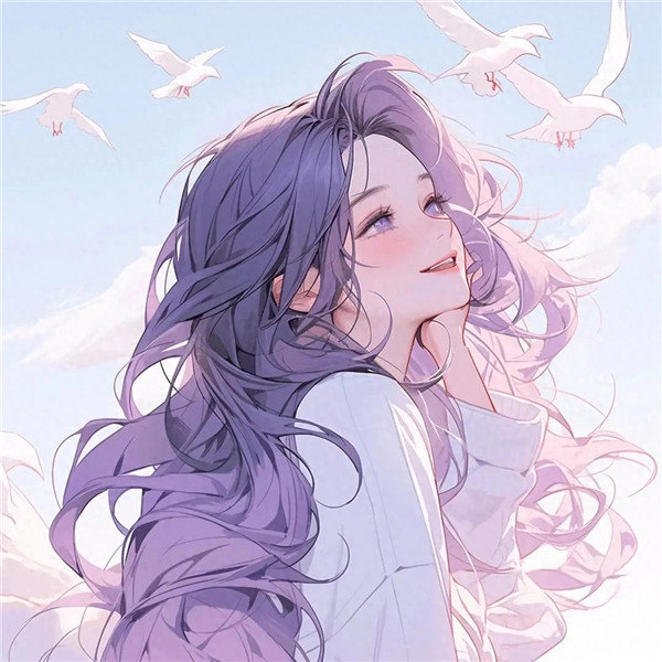 紫色动漫女生头像图片