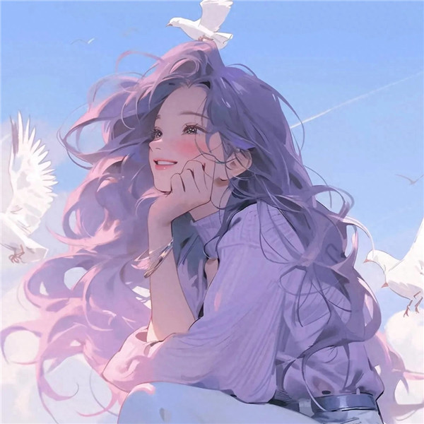 紫色动漫女生头像图片