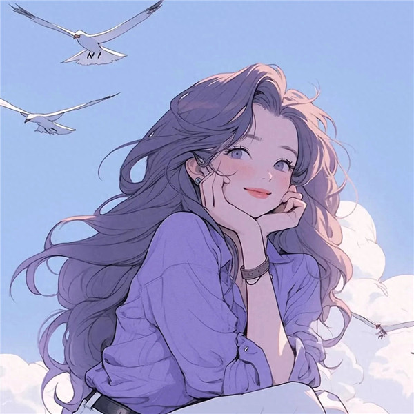 紫色动漫女生头像图片