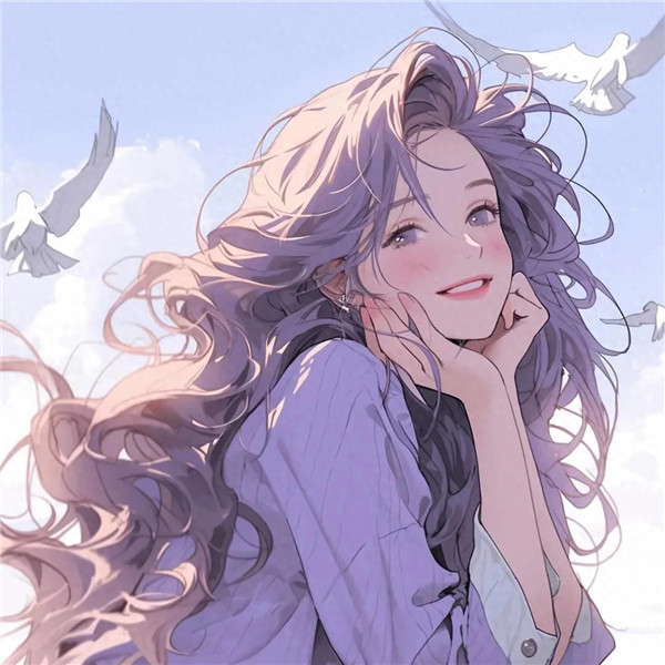 紫色动漫女生头像图片