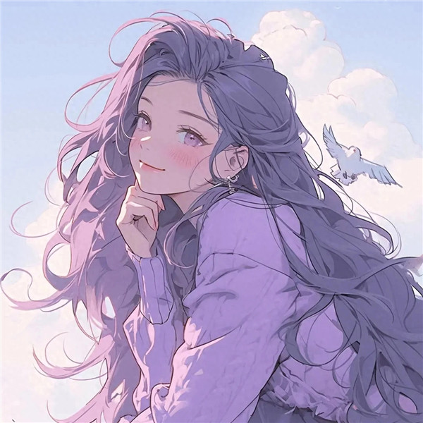 紫色动漫女生头像图片